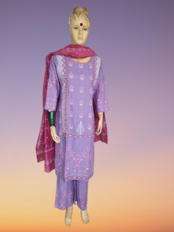 ক্রেপ সিল্ক কাপড়ে থ্রি পিছ সেট